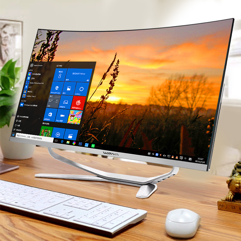 玮普纳 32英寸曲面大屏一体机电脑 九代i5-9400F/16G内存/512G固态/RX470 8G独显 内置蓝牙 5G双频WiFi 家用办公 商务设计 电竞游戏 组装台式全套