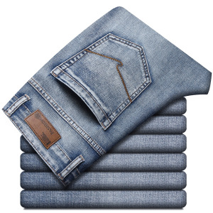 高端品质男装弹力牛仔裤男新款百搭常规宽松直筒阔腿柔软裤