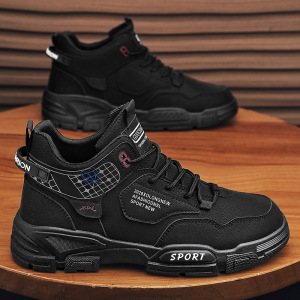 秋冬新款工装马丁靴男款英伦高帮户外运动休闲短靴厚底增高潮鞋