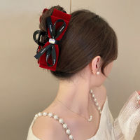 高级感黑色蝴蝶结抓夹女2023新款小众设计感后脑勺盘发抓夹头饰送女朋友老婆情人节七夕生日礼物