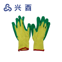 兴酉 黄纱绿棉线防滑皱纹手套 MHL01 双