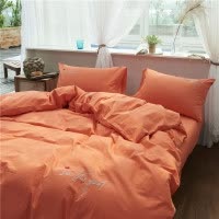 美帮汇四件套全棉全棉简约大气北欧洗棉 柔软亲肤床套式