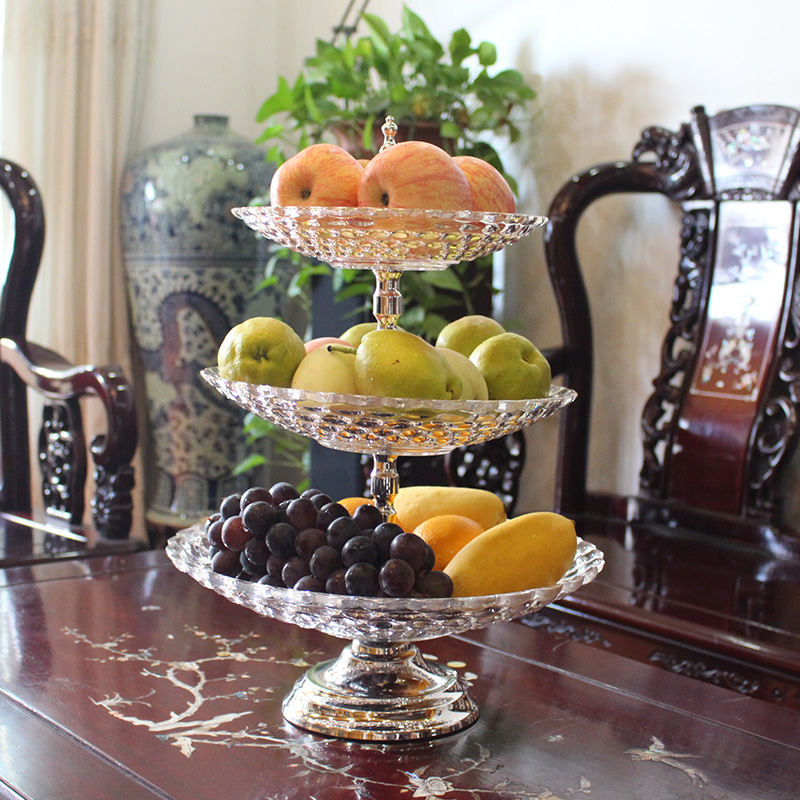 唯谛 欧式三层果盘客厅家用创意塑料亚克力多层点心盘零食盘透明