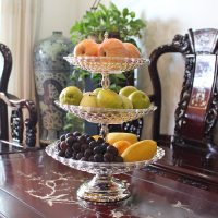 唯谛 欧式三层果盘客厅家用创意塑料亚克力多层点心盘零食盘透明