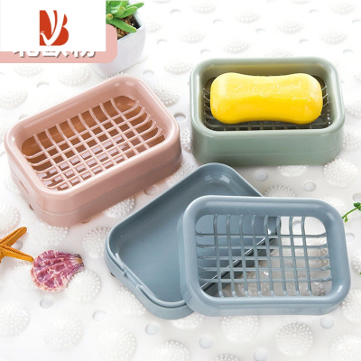 三维工匠免打孔皂碟托盘不积水沥水架家用卫生间浴室香皂收纳置物架 北欧粉台面1个[特惠款] 双层沥水更干爽