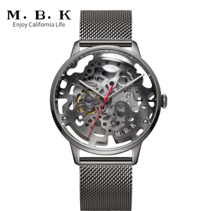 M.B.K欧美手表专柜同款全自动机械表 男表双面镂空大透明3D曲面蓝宝石镜面时尚休闲潮流手表男士腕表1020G
