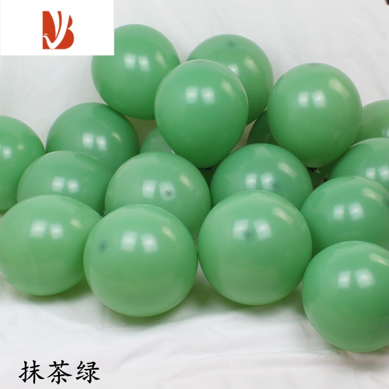 三维工匠寸12寸豆绿色系大小ins清新圆形乳胶气球生日派对婚房装饰