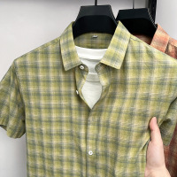 夏季新款男士免烫垂感翻领短袖轻商务休闲百搭通勤新疆棉衬衫