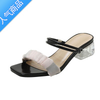 SUNTEK凉鞋女2023年新款夏季仙女风夏天配裙子气质中粗跟外穿两穿凉拖鞋