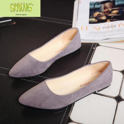 2020新款韩版浅口豆豆鞋平底尖头绒面休闲工作单鞋百搭时尚女鞋潮语娄