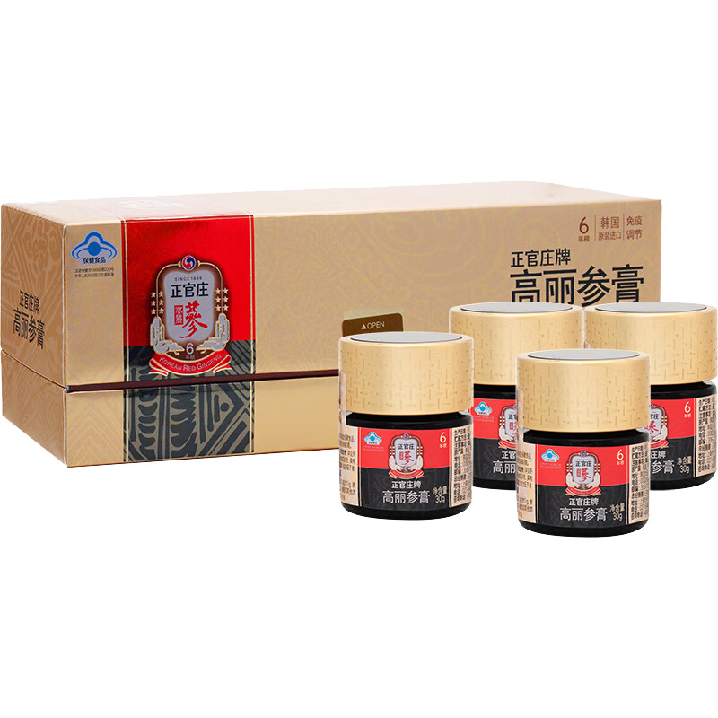 正官庄高丽参膏口感浓郁回味悠长随时享用浓缩精华30g*4罐