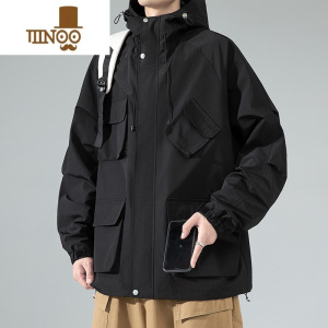 YANXU冲锋衣外套男潮牌百搭秋装上衣服男款登山运动防风工装夹克