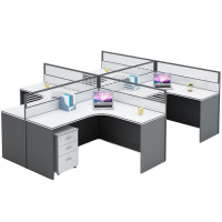 攸形办公桌含活动柜四人280*240*110cm张