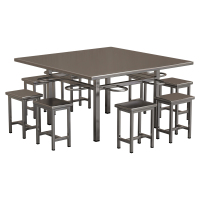 臻远 ZY5110233 不锈钢餐桌椅食堂桌椅组合 1.4米方形餐桌(含凳子)