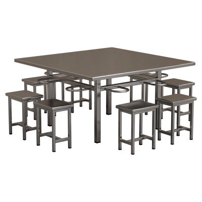 臻远 ZY5110233 不锈钢餐桌椅食堂桌椅组合 1.4米方形餐桌(含凳子)