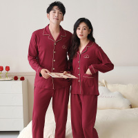 情侣睡衣春秋冬季棉质本命年喜庆结婚红色一男士一女士家居服套装_780