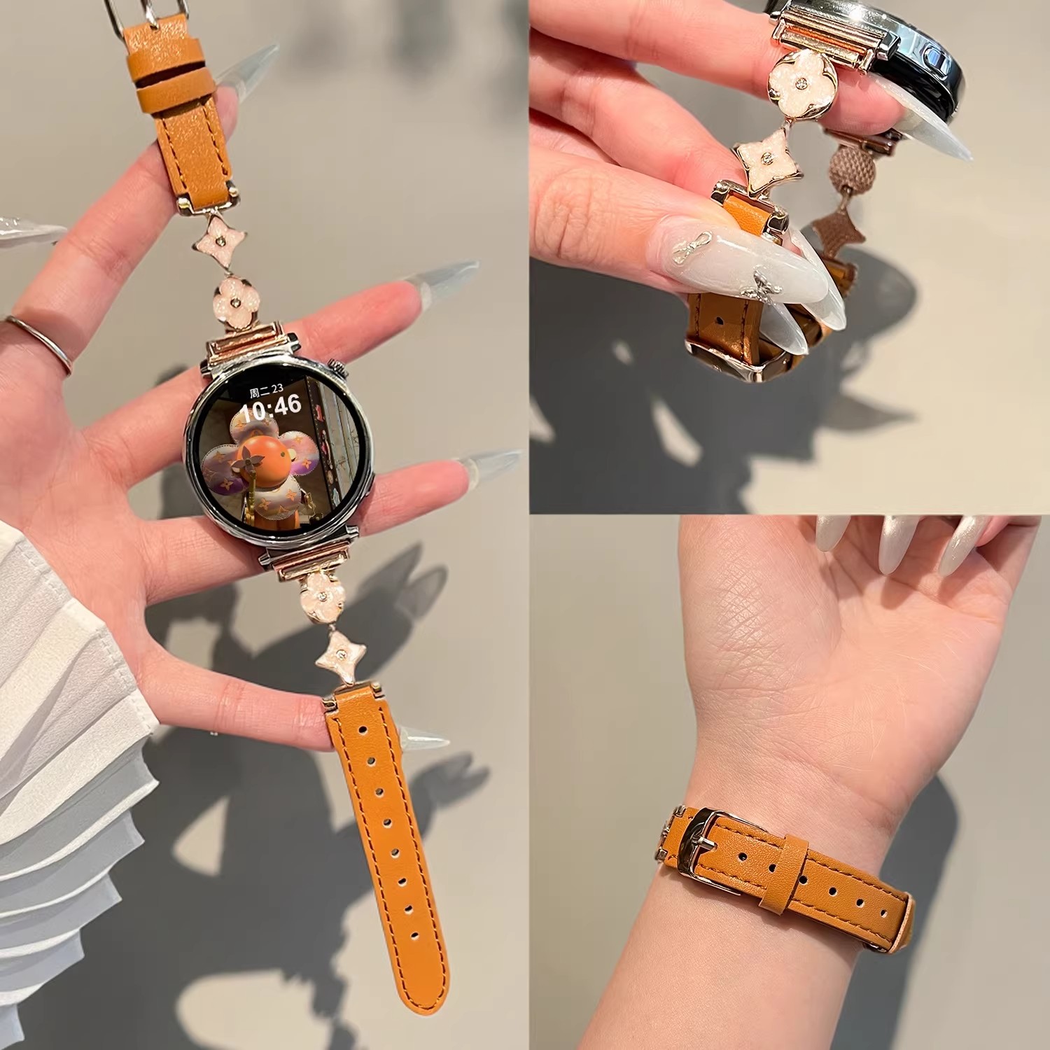 [四叶花]适用华为GT6表带手表GT5新款watch5智能Pro精致41mm真皮GT4小众GT3女款GT2秋冬3139H