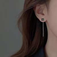 s925银锆石四叶草耳线女轻奢小众高级感耳环气质时尚流苏耳链耳饰送女朋友老婆情人节七夕生日礼物