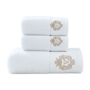 安居先森五星级酒店品质新疆长绒棉奥斯汀爆品三件套毛巾浴巾礼盒套装两面一浴 咖色(套) 白色