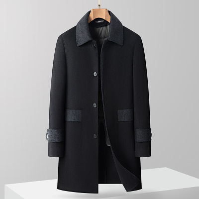 鹅绒服双面呢羊毛大衣男士秋冬新脱卸鹅绒内胆中长双面呢鹅绒外套