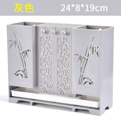 壁挂式筷子筒刀架筷托沥水筷子笼免打孔笼筷筒厨房餐具勺子收纳盒 敬平 透气沥水款(灰色)可粘贴免打孔-筷笼