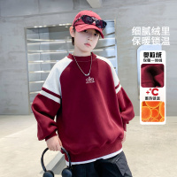 儿童装男童冬季一体加绒卫衣新款初中生大童秋冬款加厚上衣潮