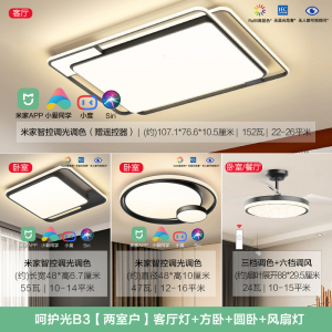 欧普照明呵护光米家智控吸顶灯线条灯轻奢双层线面高亮新款简约现代客厅灯吸顶灯灯具米家智控TC
