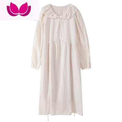 七斓张汽水2023春季新款花朵马甲娃娃领连衣裙套装长袖裙子女显瘦