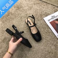 SUNTEK晚晚风温柔黑色玛丽珍单鞋女鞋子春夏平底包头法式小众高级感凉鞋