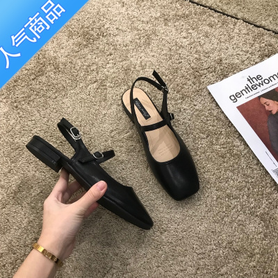 SUNTEK晚晚风温柔黑色玛丽珍单鞋女鞋子春夏平底包头法式小众高级感凉鞋