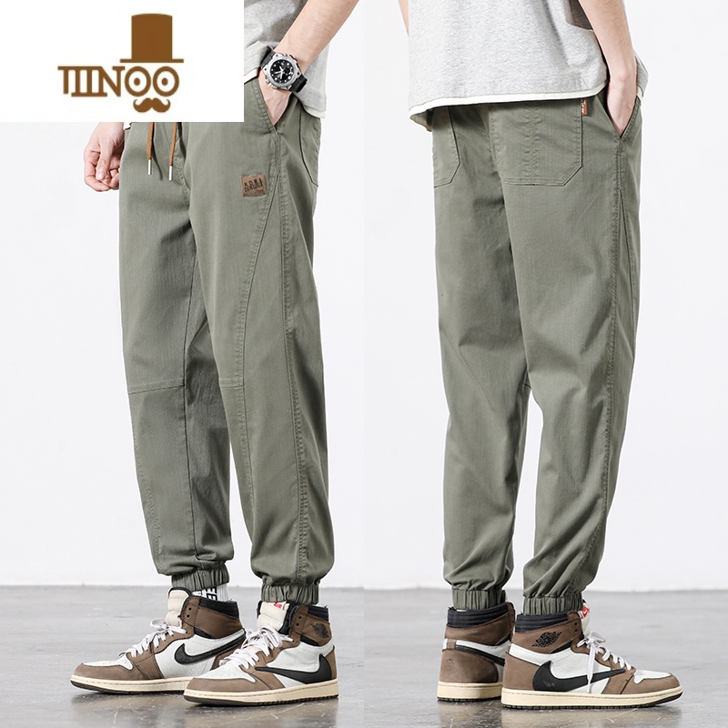 YANXU工装裤男士夏季薄款潮牌运动男生长裤宽松束脚九分休闲裤子夏天款