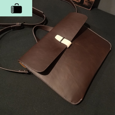 轻商务男文件包手套公文包休闲出差邮差包单肩包新款青年背包潮包NEW LAKE 咖啡色这批出货颜色偏深男士单肩包