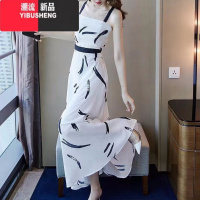 YIBUSHENG中长款吊带连衣裙女2024新款修身气质显瘦长裙收腰仙女背带裙子