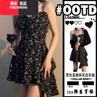 YIBUSHENG纯欲吊带碎花雪纺连衣裙子女新款茶歇法式气质修身显瘦性感短裙