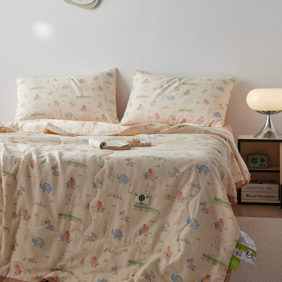 A类全棉有氧双层纱夏被四件套纯棉空调被夏季宿舍大豆被子夏凉被