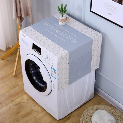 遮盖巾棉麻冰箱罩防水盖布单双开冰箱巾洗衣机防尘罩微波炉罩 蜂巢-灰 40*170cm(电视柜餐边柜鞋柜)