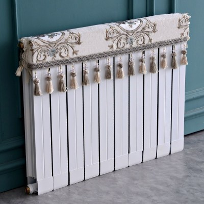 欧式暖气片罩装饰罩子布艺防尘套老式遮挡盖布遮挡帘保护套卫生 清歌米色 长度160cm*厚度10cm*高度(含穗)20cm