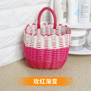 塑料编织浴室厨房收纳篮单把小挂篮化妆品首饰杂物挂式收纳筐