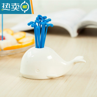 敬平16只装水果签家用创意可爱卡通动物装饰小叉子儿童宝宝长果插 白色