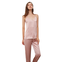 美帮汇100真丝睡衣套装女蚕丝吊带厚款19姆米100桑蚕丝家居服