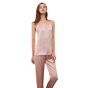 美帮汇100真丝睡衣套装女蚕丝吊带厚款19姆米100桑蚕丝家居服