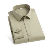 秋季新款男士棉质衬衫商务休闲免烫时尚长袖纯色衬衫