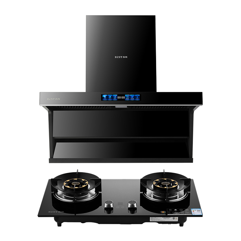 百得(BEST)华帝股份烟灶套装AC17Pro+AQ27 28m³顶侧三吸油烟机直流变频5.2kW大火力天然气