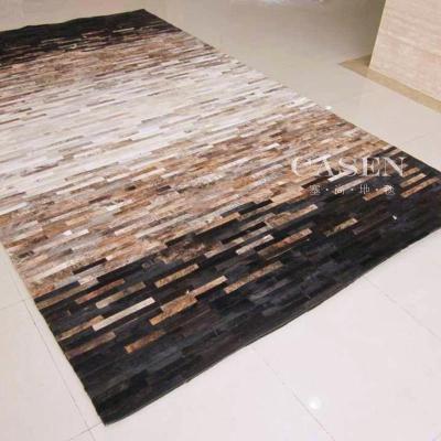 美帮汇手工牛皮地毯客厅茶几北欧轻奢会所美式别墅书房地垫定制