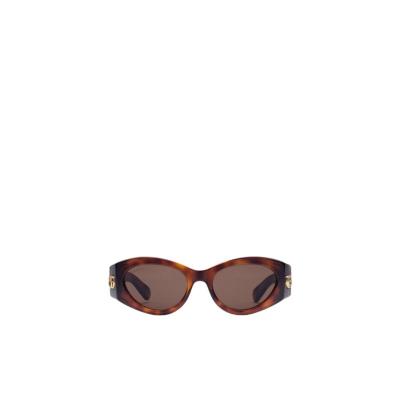 古驰(GUCCI)猫眼框太阳镜复古潮流女款双G细节装饰时尚百搭配镜腿 棕色