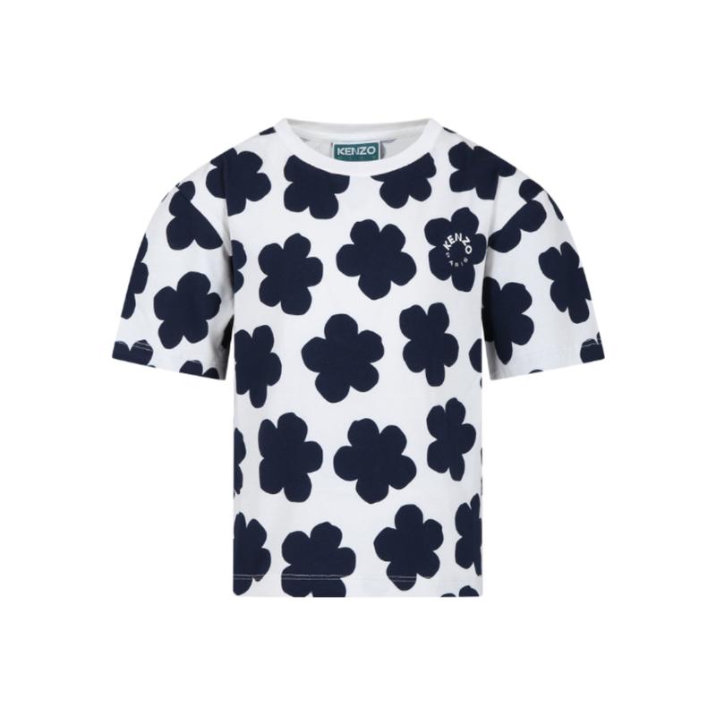 高田贤三(Kenzo)女孩运动卫衣短袖T恤棉质弹性纤维圆领花卉图案休