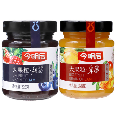 今明后0脂大果粒果酱328g芒果黄桃果肉含量≥45%面包烘焙涂抹夹面包吐司酱玻璃瓶