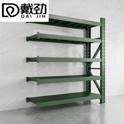 戴劲货架仓储库房储物架军绿色五层副架500kg/层重型200*60*250cm