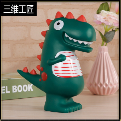 存钱罐只进不出可爱创意恐龙储蓄罐男孩家用儿童网红防摔储钱罐女三维工匠恐龙储蓄罐（免费印字）