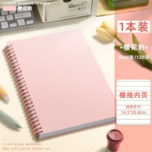 快力文B5线圈活页本60页塑料封面便携设计办公学习两用本